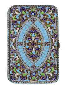 RUSSIAN SILVER AND ENAMEL CIGARETTE CASE, CA. 1880