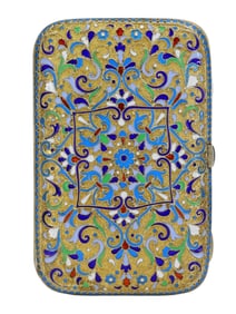 RUSSIAN SILVER ENAMEL CIGARETTE CASE, 1899-1908