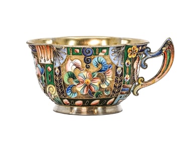 RUSSIAN SILVER-GILT AND ENAMEL CUP, 1908-1917