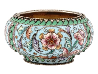 RUSSIAN SILVER ENAMEL BOWL, F. RUCKERT, 1899-1908