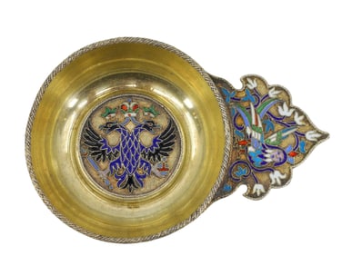 RUSSIAN ENAMEL CHARKA WITH IMPERIAL EAGLE 1882-99