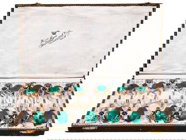 SET OF RUSSIAN SILVER AND ENAMEL SPOONS, 1908-17