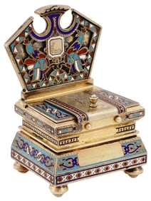 RUSSIAN ENAMEL SALT CELLAR, KHLEBNIKOV, 1885