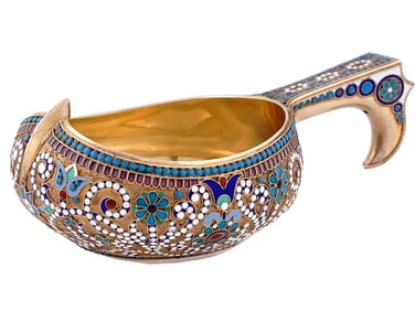 RUSSIAN ENAMEL KOVSH, MADE FOR TIFFANY, 1882-99