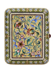RUSSIAN SILVER AND ENAMEL CIGARETTE CASE, 1908-17