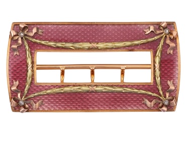 RUSSIAN GOLD ENAMEL BELT BUCKLE, FABERGE, 1882-99