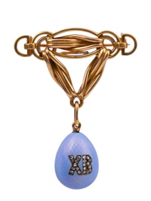 RUSSIAN GOLD BROOCH, FABERGE PENDANT, CIRCA 1900S