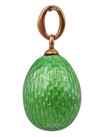 RUSSIAN GOLD ENAMEL EASTER EGG PENDANT, C. 1900S