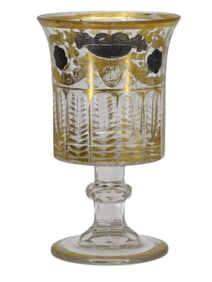 RUSSIAN GILDED GLASS GOBLET, ST. PETERSBURG, 1ST HALF OF THE 19 C.