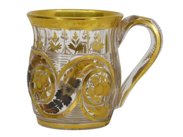 RUSSIAN GLASS MUG, IMPERIAL GLASS FACTORY, 19TH C.