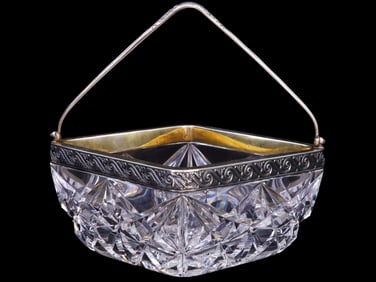 A RUSSIAN CUT-GLASS SILVER-MOUNTED BOWL, 19TH CENT.