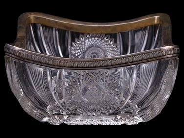 RUSSIAN SILVER MOUNTED CUT-GLASS BOWL, 1908-1917