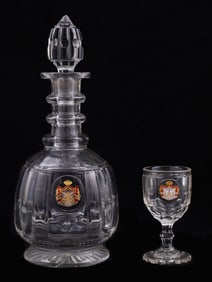 RUSSIAN GLASS DECANTER AND LIQUOR GLASS, C. 1850S