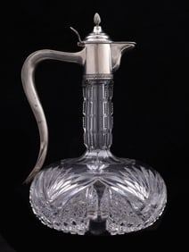 RUSSIAN CUT-GLASS SILVER-MOUNTED EWER, 1908-17