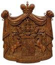 A MAGNIFICENT RUSSIAN ARMORIAL WOODEN PLAQUE, 19TH C.