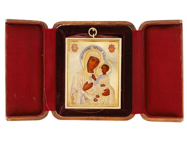 RUSSIAN ICON, SILVER-GILT RIZA, OVCHINNIKOV, 1886