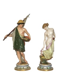 LARGE PAIR OF MEISSEN PORCELAIN FIGURES, 19TH C.