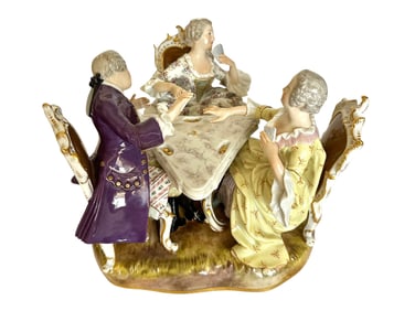 MEISSEN PORCELAIN GROUP "CARD PLAYERS", 19TH C.