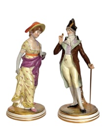 PAIR OF MEISSEN PORCELAIN FIGURES, 19TH CENTURY