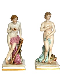 PAIR OF MEISSEN PORCELAIN FIGURES "ADAM & EVE"