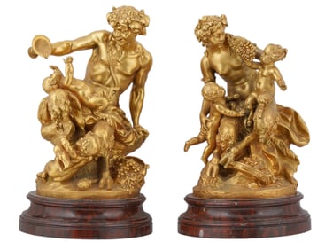 PAIR OF FRENCH GILT BRONZE SCULPTURES, 19TH CENT.