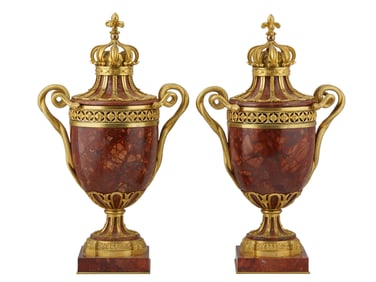 PAIR OF ORMOLU-MOUNTED MARBLE VASES, 19TH CENT.