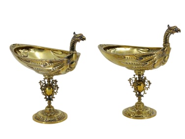 PAIR OF ENGLISH SILVER COUPES, LAMBERT & CO, 1891