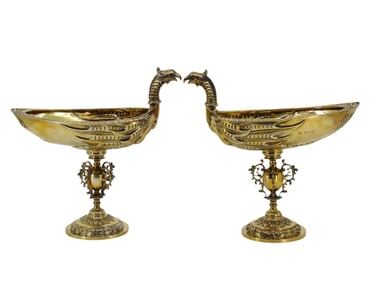 PAIR OF ENGLISH SILVER COUPES, LAMBERT & CO, 1894