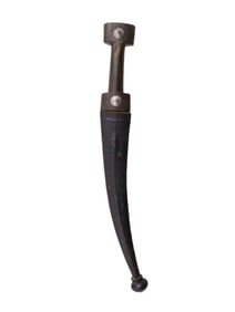 A CAUCASIAN BEBUT KINDJAL DAGGER WITH A WOOTZ BLADE, 19 CENTURY