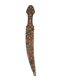AN OTTOMAN TURKISH TREBIZOND CORAL-MOUNTED DAGGER WITH GOLD INLAY, 19TH CEN.