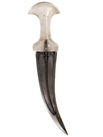 AN INDIAN JAMBIYA DAGGER WITH ROCK CRYSTAL HILT, 18TH CENTURY