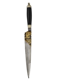 A SUPERB ITALIAN DAGGER WITH A GOLD-DECORATED BLADE, EARLY 18TH C.