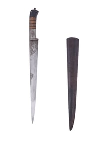 AN INDO-PERSIAN KARD DAGGER WITH ENGRAVED BLADE, 19TH CENTURY