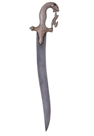A LARGE PESH KABZ DAGGER WITH RUBIES, INDIA, 19TH CENTURY