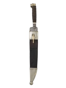 AN ENGRAVED STEEL ITALIAN DAGGER WITH SHEATH, 19TH C.