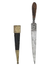 A SOUTH ITALIAN HUNTING DAGGER WITH CHASED HUNTING MOTIFS, 19TH C.