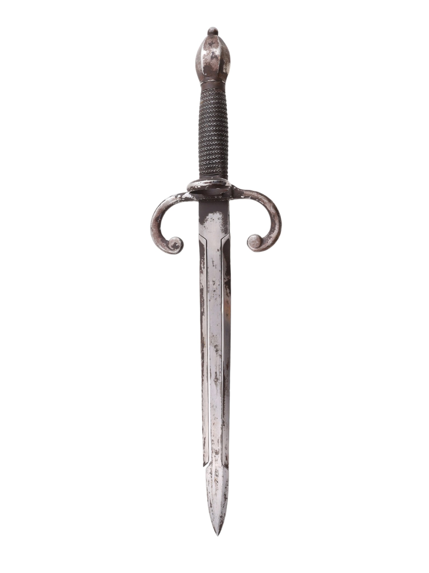 A VICTORIAN TRIDENT PARRYING DAGGER IN THE RENAISSANCE STYLE: This Victorian-era dagger was made to resemble a trident parrying dagger of the Renaissance. Trident daggers are typified by their spring-loaded prongs which separate from the main body of the blade w