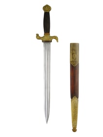 A FRENCH HUNTING DAGGER WITH GILT-BRONZE MOUNTS, 19TH CEN.