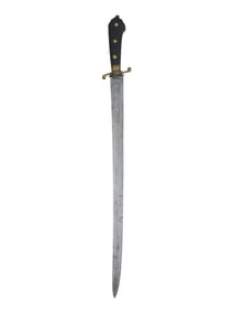 A FRENCH HUNTING DAGGER WITH HORN HANDLE, 18TH CENTURY