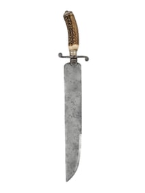AN 18TH CENTURY ITALIAN HUNTING DAGGER WITH AN ETCHED BLADE
