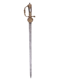 A GERMAN HUNTING DAGGER WITH AN ETCHED BLADE, 18TH CENTURY