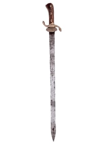 A GERMAN HIRSCHFÄNGER (HUNTING SWORD) WITH ETCHED BLADE, 18TH CENTURY