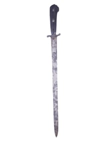 A FRENCH HUNTING DAGGER WITH EBONY HANDLE, CA. 18TH CENTURY