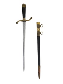 A FRENCH MARINE (NAVAL) DAGGER OR DIRK WITH SHEATH, CA. 1810