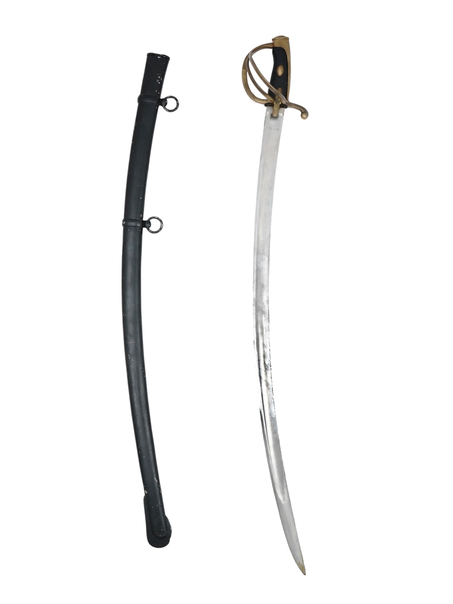 A RUSSIAN M1827 CAVALRY SABER WITH BLACK SCABBARD (1 of 8)