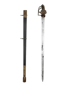 A RARE C. 1750 GERMAN DRAGOON OFFICER'S STRAIGHT BROADSWORD