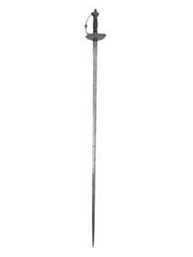 A 17TH CENTURY ITALIAN RAPIER WITH FINELY CHASED IRON GUARD