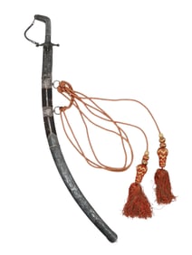 A FINE SILVER-MOUNTED SAIF SWORD WITH DAMASCUS BLADE, 19TH C.