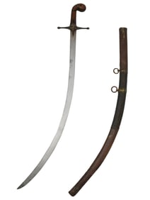 A TURKISH SHAMSHIR SWORD WITH A DAMASCUS STEEL BLADE, 18-19 CC.