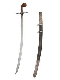 A FINE OTTOMAN EMPIRE SHAMSHIR SWORD WITH ENGRAVED BLADE, 19TH CENTURY